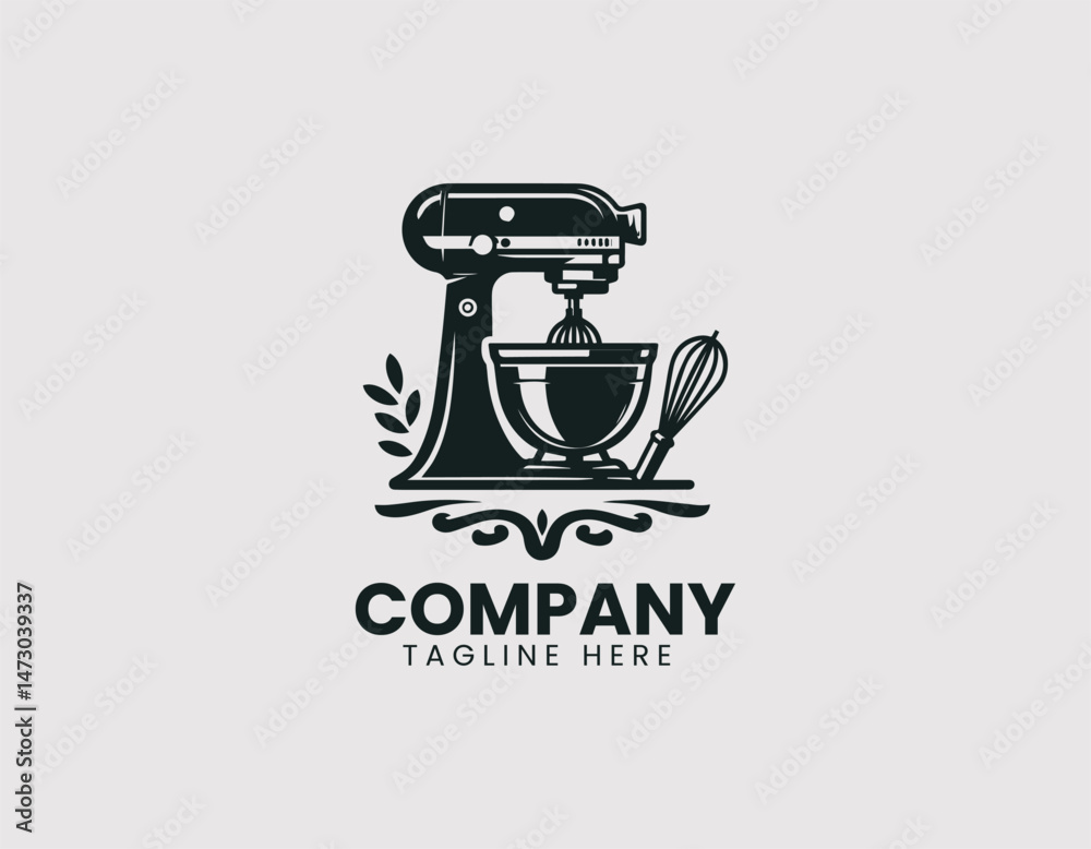 Mixer with Stainless Steel Bowl and Beaters Vector Logo Design, Stand Mixer Stainless Bowl Beaters Vector Logo Mixer with Stainless Steel Bowl and Beaters Vector Logo Design, Stand Mixer Stainless Bowl Beaters Vector Logo