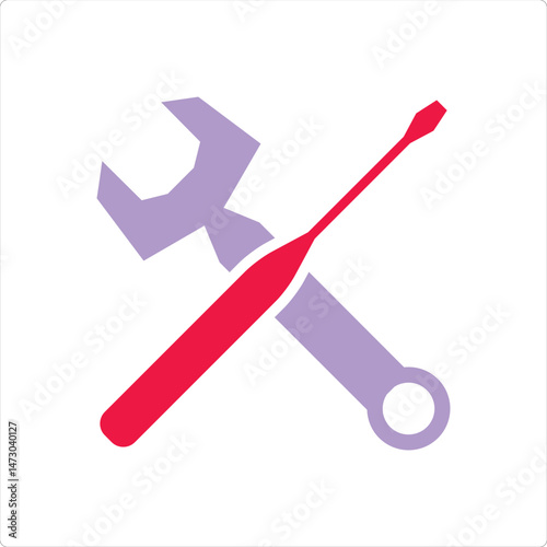 Crossed Wrench and Screwdriver Icon in Purple and Red