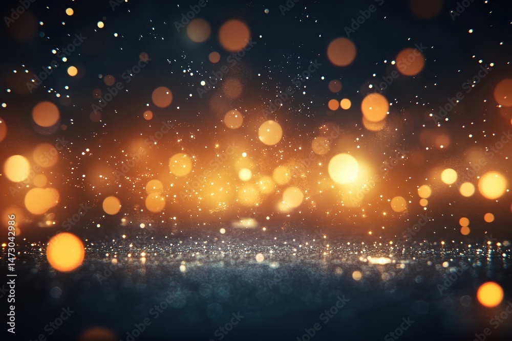 Obraz premium Light bokeh and glitter background with gold sparkle, blur, abstract bright shine and glowing festive mood, perfect for celebration or party themes.