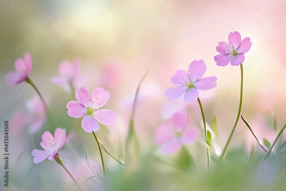 Fototapeta premium Delicate pink flowers in soft focus