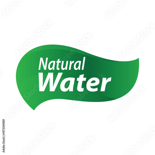 Green Leaf Shape with Natural Water Text in White