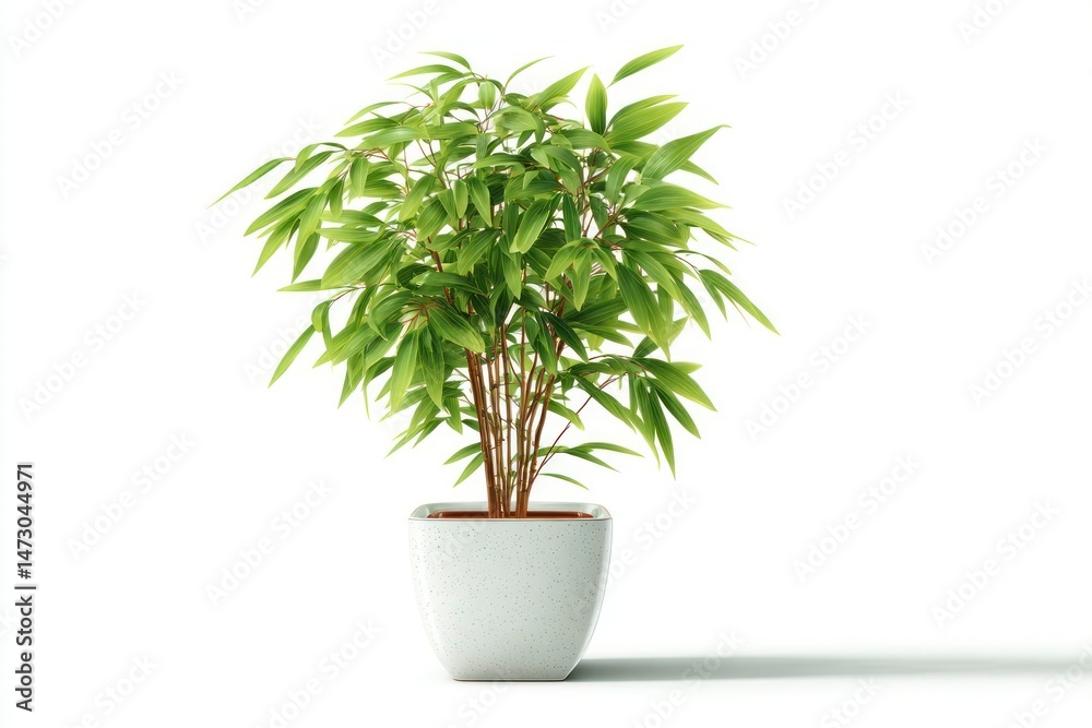 Fototapeta premium Potted Plant with Lush Green Leaves in a Modern Pot Ideal for Home Decor and Indoor Gardening