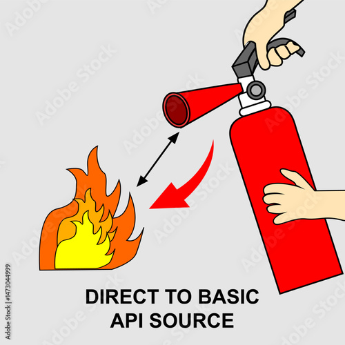 Illustration of a Fire Extinguisher Being Used on a Fire
