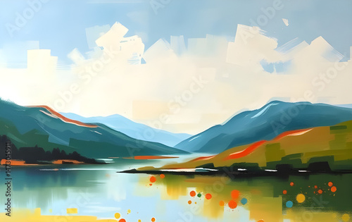 abstract landscape oil painting art ,wallpaper background