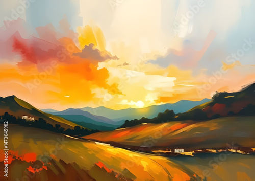 abstract landscape oil painting art ,wallpaper background