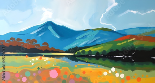 abstract landscape oil painting art ,wallpaper background