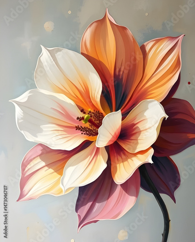 abstract flower art oil paint , abstract, flower, art, oil, paint, painting, floral, canvas, texture, brushstroke, artistic, bloom