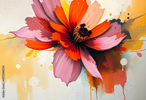 abstract flower art oil paint , abstract, flower, art, oil, paint, painting, floral, canvas, texture, brushstroke, artistic, bloom