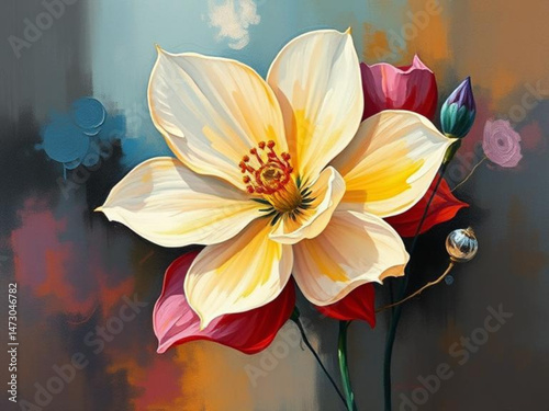 abstract flower art oil paint , abstract, flower, art, oil, paint, painting, floral, canvas, texture, brushstroke, artistic, bloom