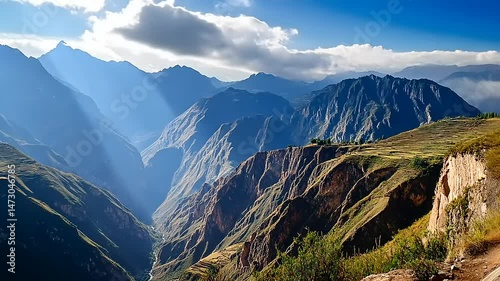 Andean Majesty: Majestic Mountain Range Scenery in the Peruvian Andes, Colca Canyon