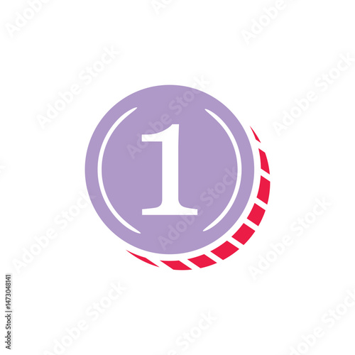 Lilac Coin with Number One and Red Edge