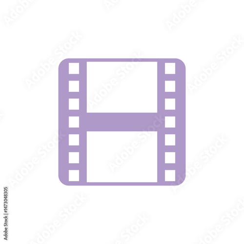 Lilac Film Strip Icon with Rounded Edges and Square Perforations