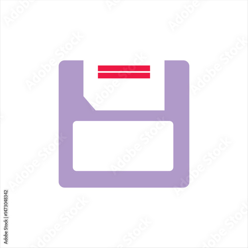 Lilac Floppy Disk Icon with Red Stripes