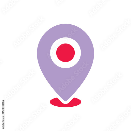 Lilac Location Pin with Red Center and Base