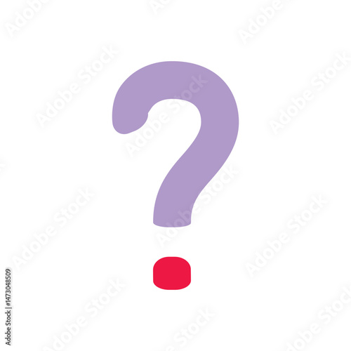 Lilac Question Mark with Red Dot on Transparent Background