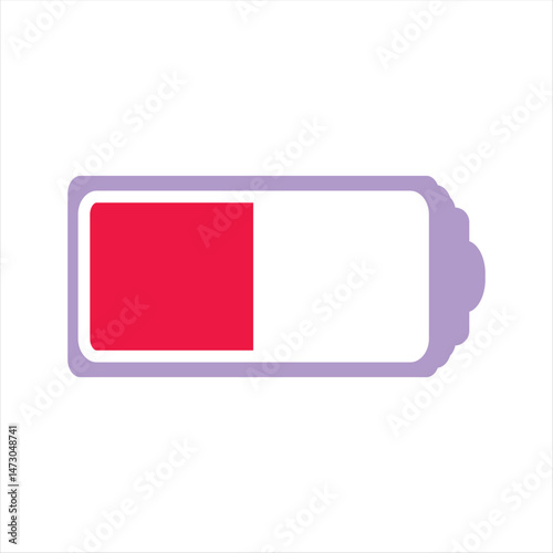 Low Battery Indicator with Purple Outline and Red Charge Level