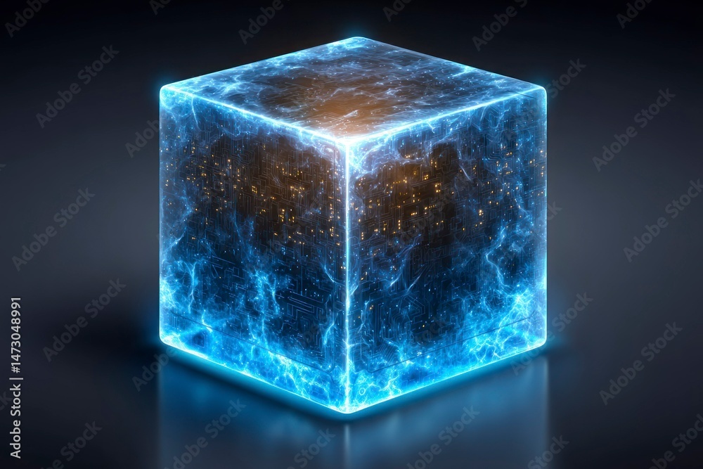 Glowing Blue Cube with Circuitry Design Futuristic Technology Artwork for Digital and Tech The Glowing Blue Cube with Circuitry Design Futuristic Technology Artwork for Digital and Tech The