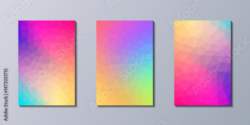 Colorful Background Vertical Abstract Geometric Low Poly Gradient Polygonal Vector Set