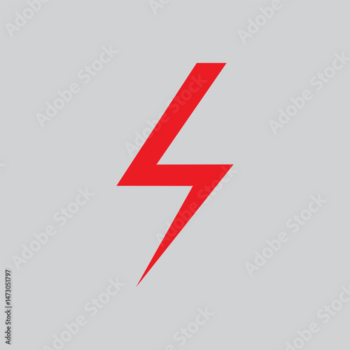 Red Lightning Bolt Symbol on Transparent Background