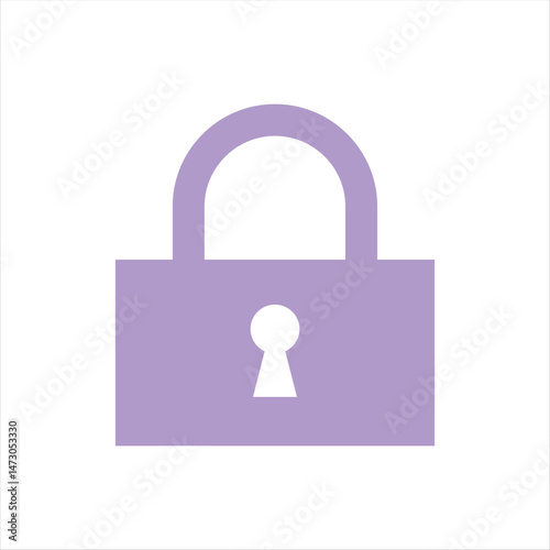 Simple Light Purple Padlock with Keyhole on Transparent Background