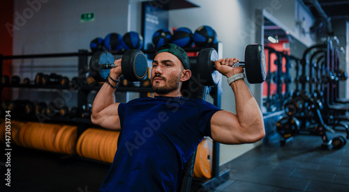 Hombre de 35 años haciendo ejercicio en un gimnacio de Bogotá, Colombia