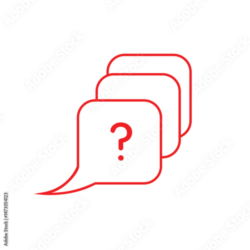 Stacked Red Speech Bubbles with Question Mark Icon