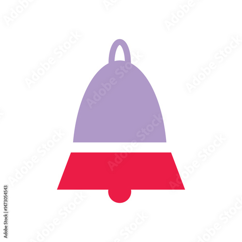 Stylized Bell Icon with Purple Top and Red Bottom Section