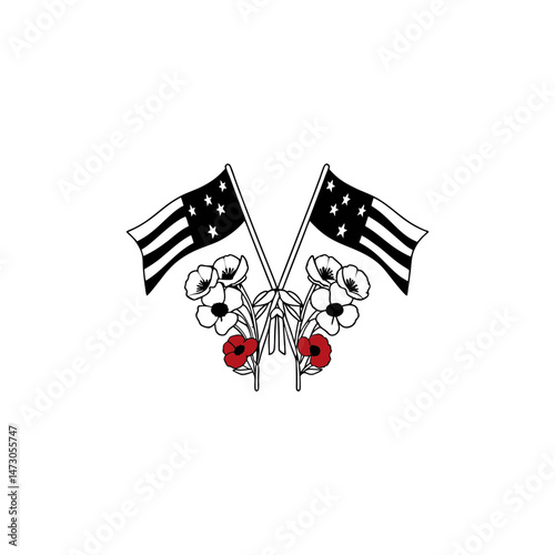Memorial day banner decoration with poppies