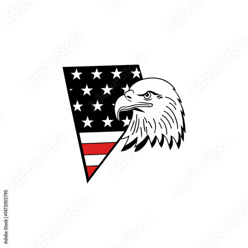 American Flag and Bald Eagle with Glitch Technique