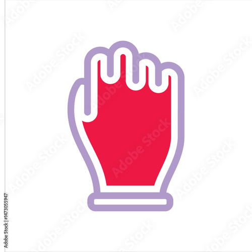 Stylized Hand Icon with Fingers and Palm in Red and Purple