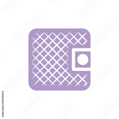 Stylized Lavender Wallet with Diamond Pattern and Circular Clasp