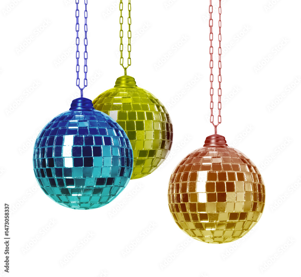Fototapeta premium Different shiny disco balls on white background