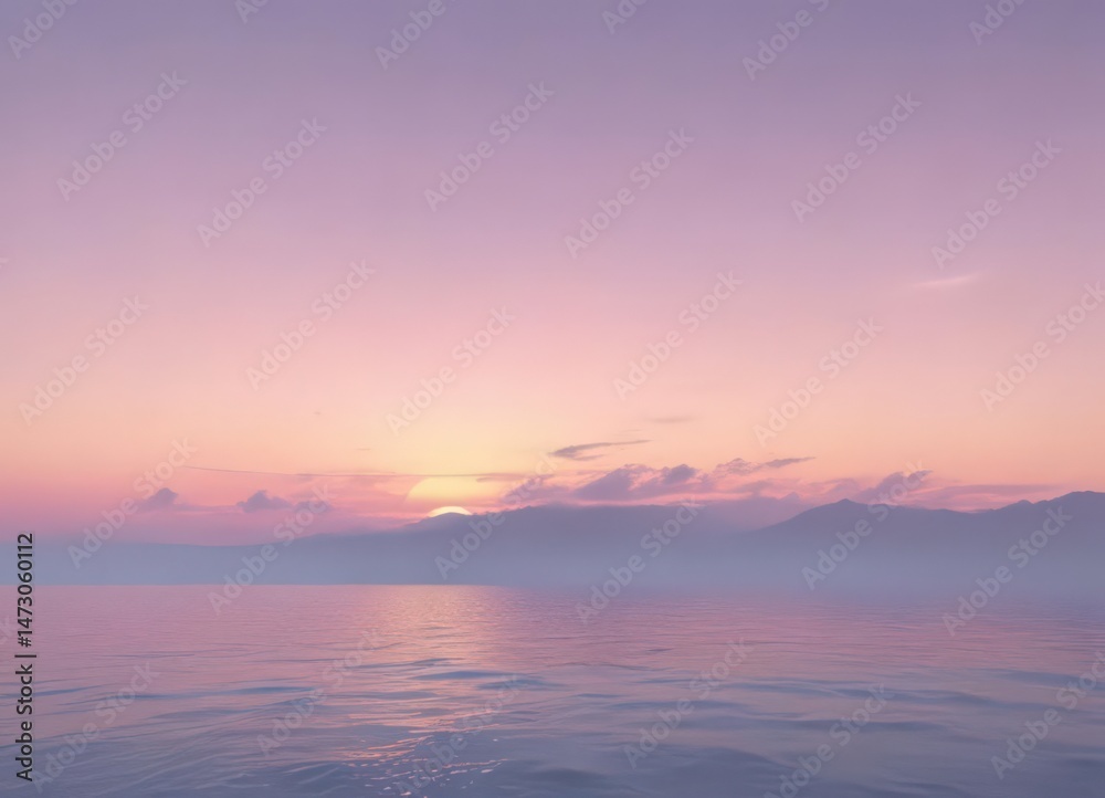 Fototapeta premium Fuzzy pastel sunset, soft pink, blue, yellow gradient, gradient, illustration, spring