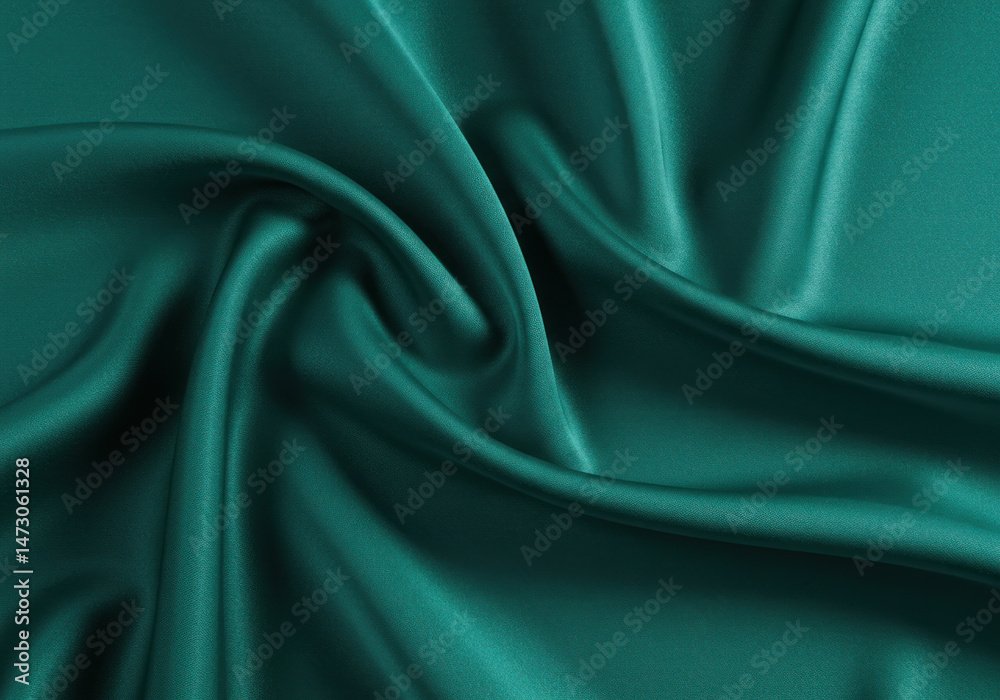 Obraz premium Green satin fabric shimmering under sunlight.
