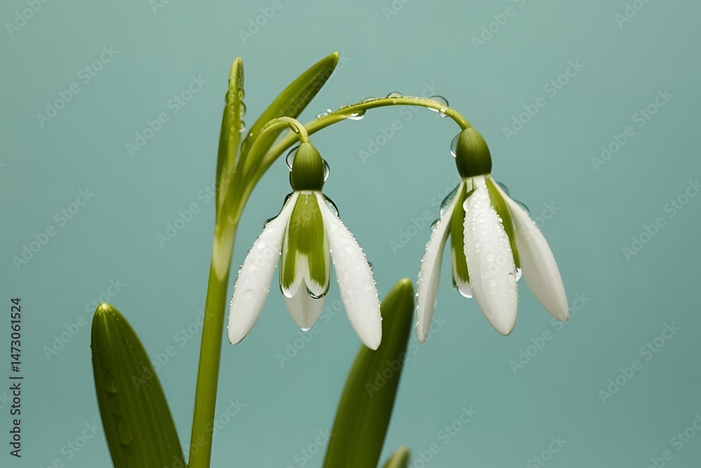 Obraz premium snowdrop flower closeup isolated on solid background