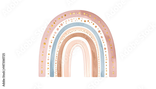 Colorful Pastel Rainbow Illustration with Decorative Elements