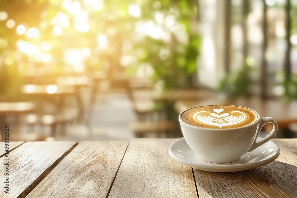 Obraz premium Warm Latte in a Cafe