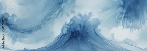 Abstract blue watercolor wash, soft wave texture,  mood,  color