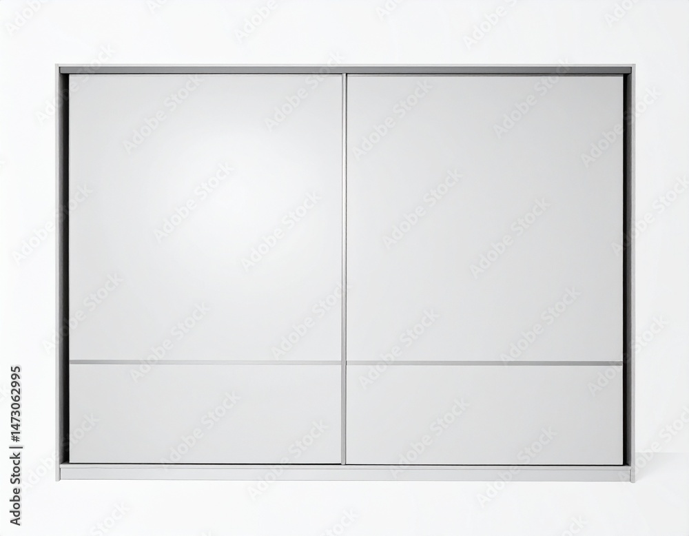 Modern wardrobe with sliding doors featuring a clean, minimalist design and sleek, matte finish Modern wardrobe with sliding doors featuring a clean, minimalist design and sleek, matte finish