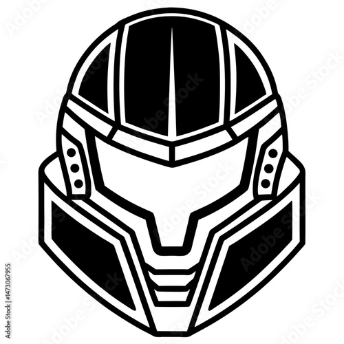 Cyberpunk LED Helmet Vector on White 
