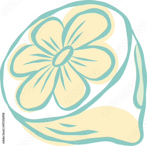 Diagonal Lemon Slice Hand Drawn Style