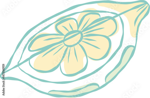 Horizontal Lemon Slice with Inner Detail