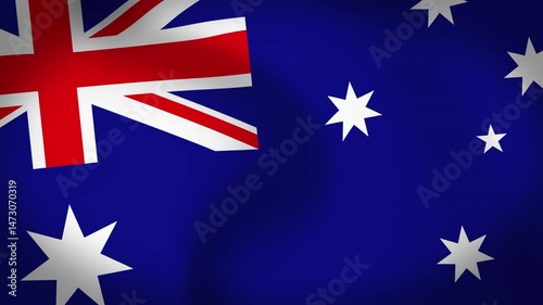 Australia Flag Waving Animation Loop