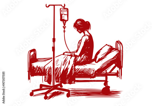 IV drip bag hand drawn sketch illustration vector