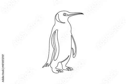 Continuous one line drawing of Penguin. Single line drawing illustration of Cute bird penguin. World Penguin Day concept vector art. Doodle line illustration.