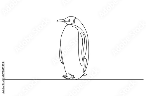 Continuous one line drawing of Penguin. Single line drawing illustration of Cute bird penguin. World Penguin Day concept vector art. Doodle line illustration.