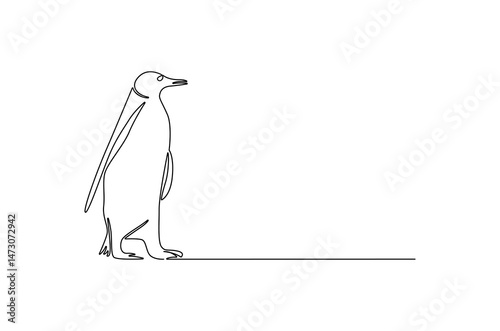 Continuous one line drawing of Penguin. Single line drawing illustration of Cute bird penguin. World Penguin Day concept vector art. Doodle line illustration.