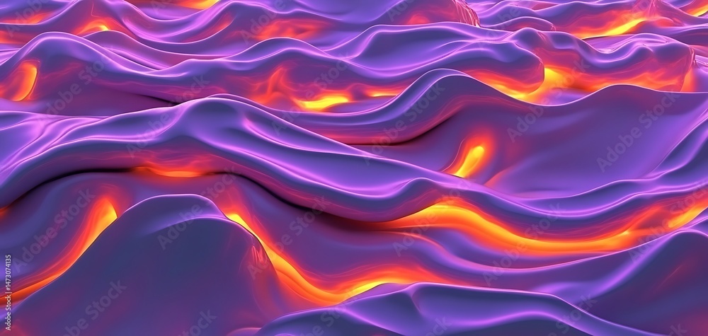 Fototapeta premium Iridescent liquid flow with a vibrant magenta hue and fiery undertones