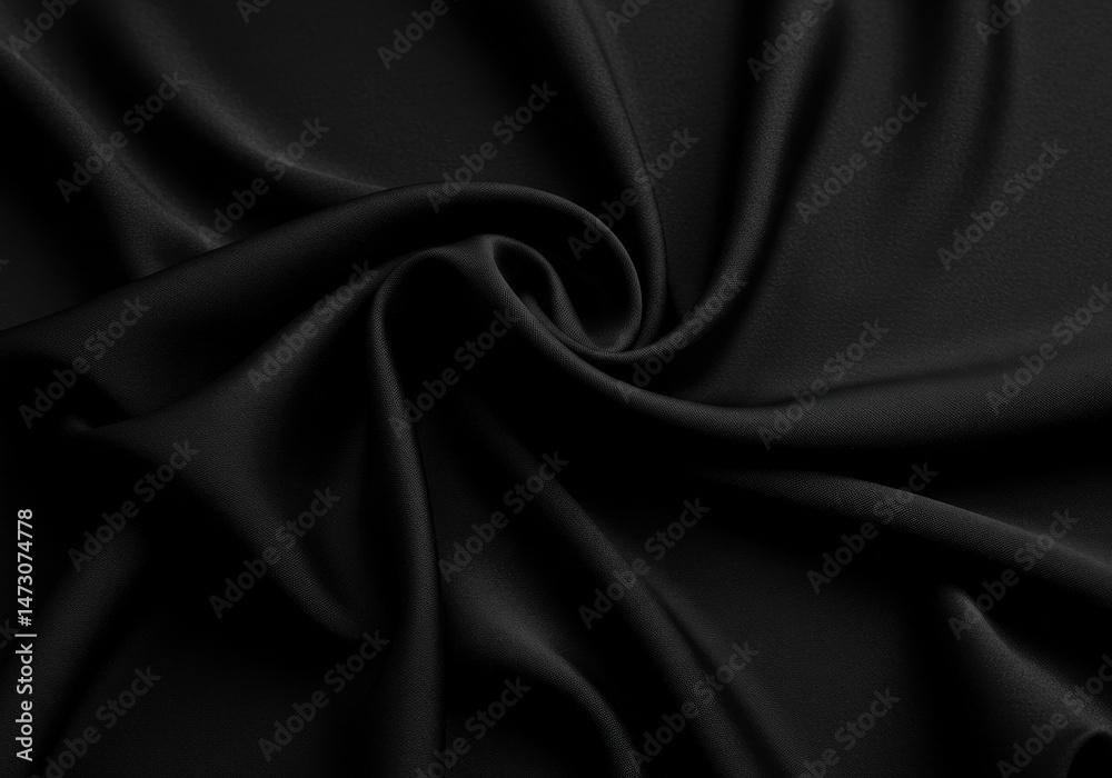 Obraz premium Black silk fabric draped elegantly, catching light, creating shadows.