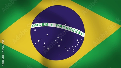 Brazil Flag Waving Animation Loop